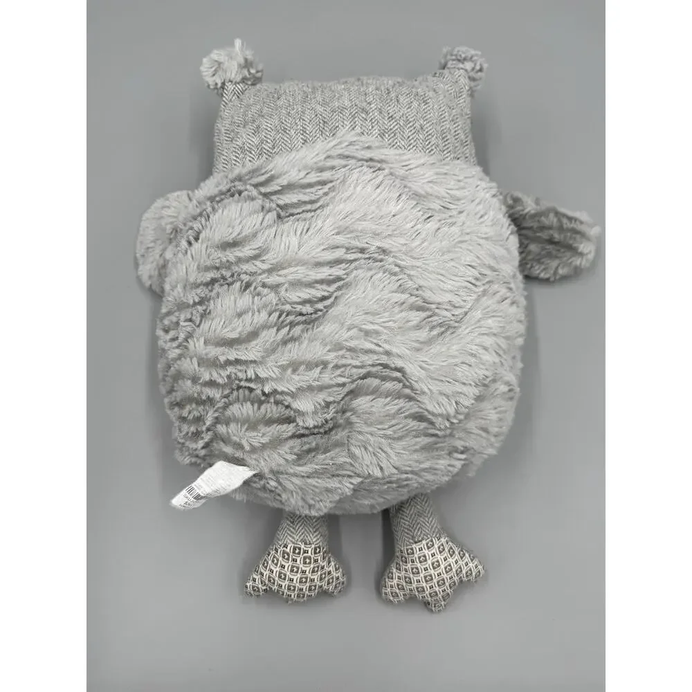 Pier One Imports Roxie Owl Decorative Pillow Plush 12” Gray White Stuffed Animal